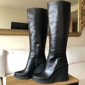 Sale Price! Prada thigh high wedge Boot sz39 black